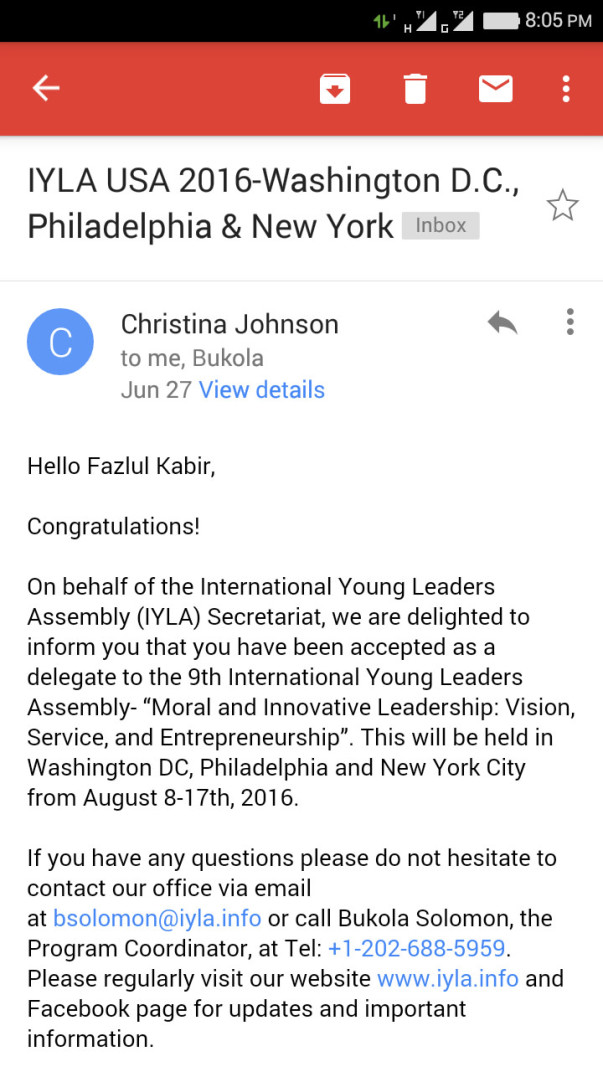 IYLA 2016 selection screenshot