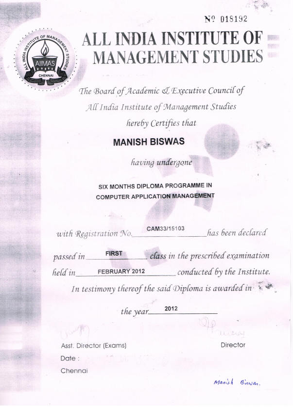 Computer Application Management Certificate