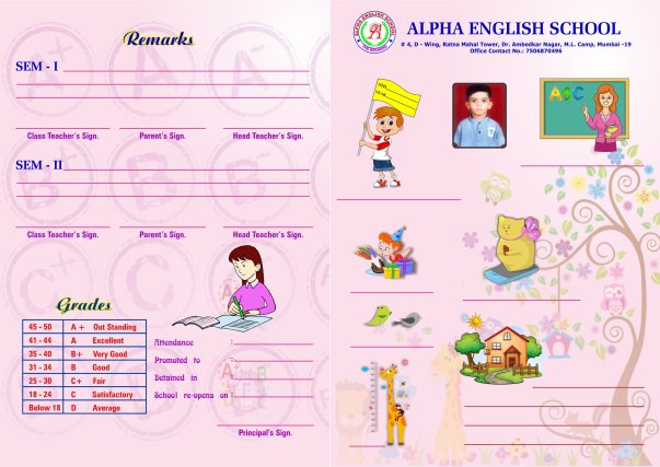 Progress card of kids