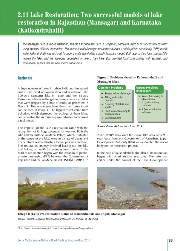 Two successful models of lake restoration - Kaikondrahalli Lake
