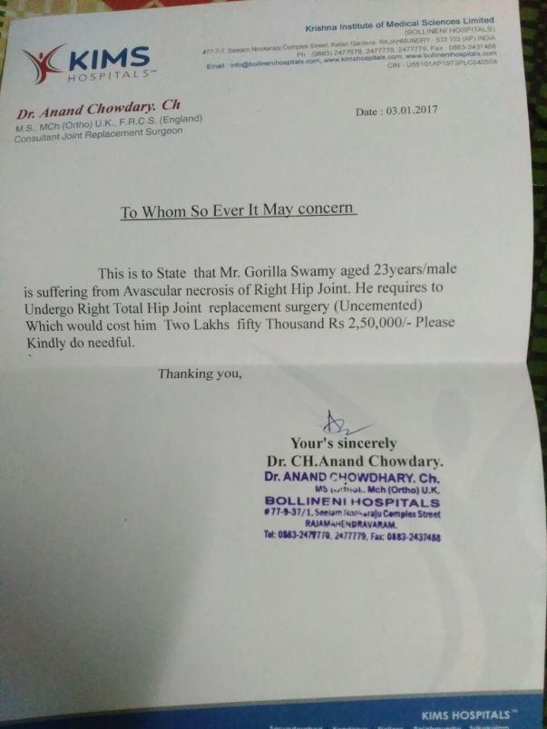 Report letter for treatment