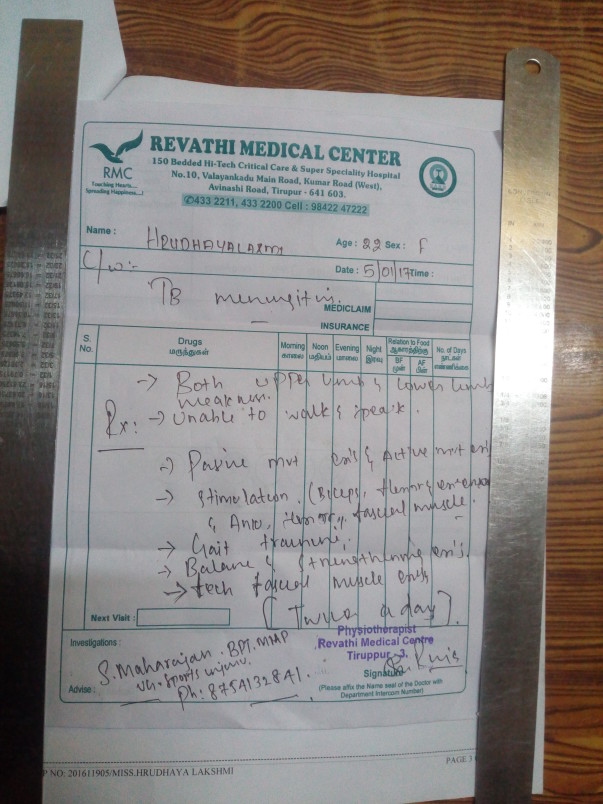 Treatment provided at the physiotherapy clinic.