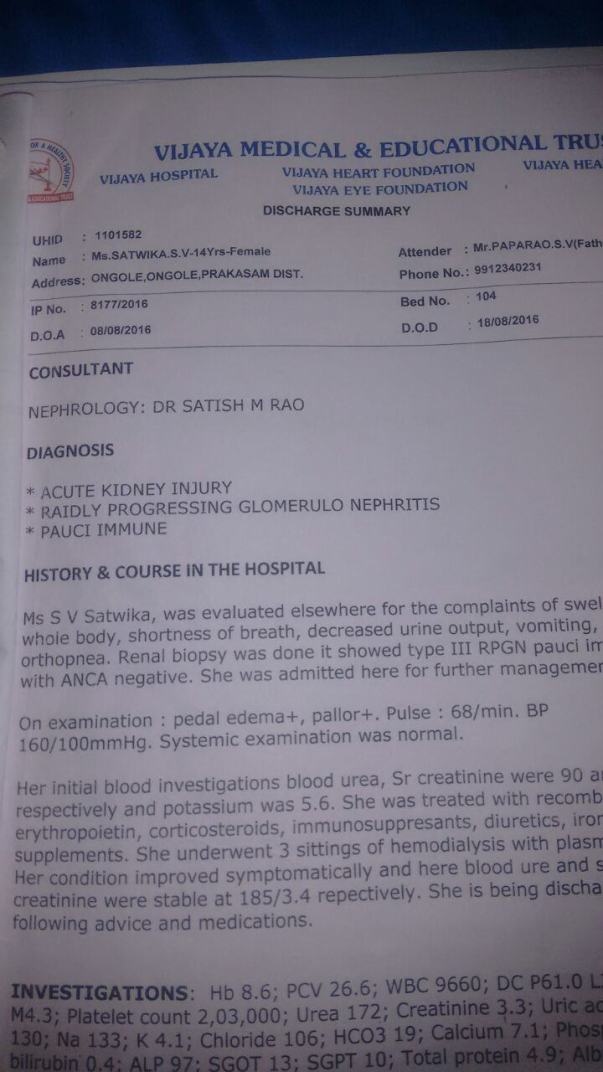 Case Report @ Vijaya Hospital
