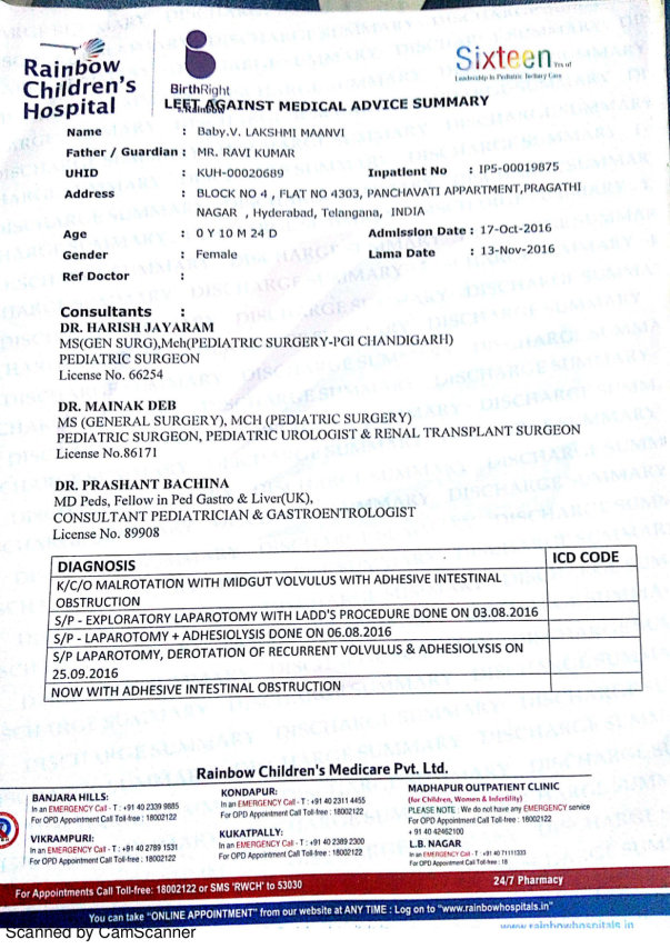 Lakshmi Maanvi's medical summary report