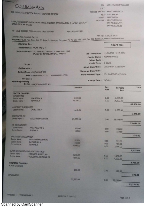 Pavan Bill - as of 11012017