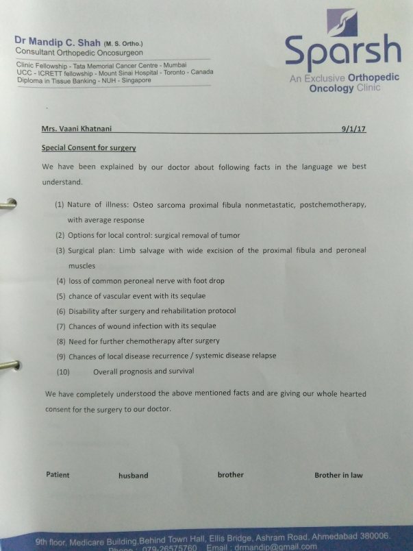 Consent for surgery