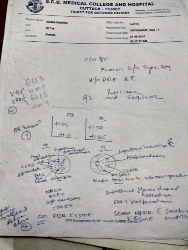 Eye test reports from gov hospital