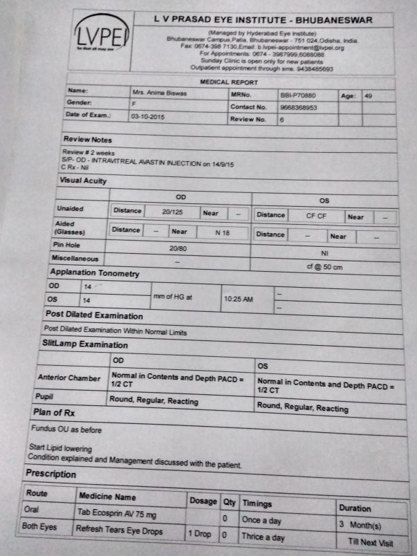 Eye test reports lvp