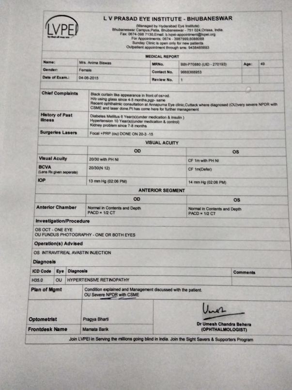 Eye test reports 3