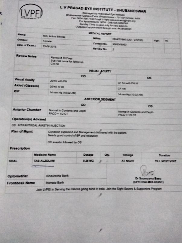 Eye test medical report 3
