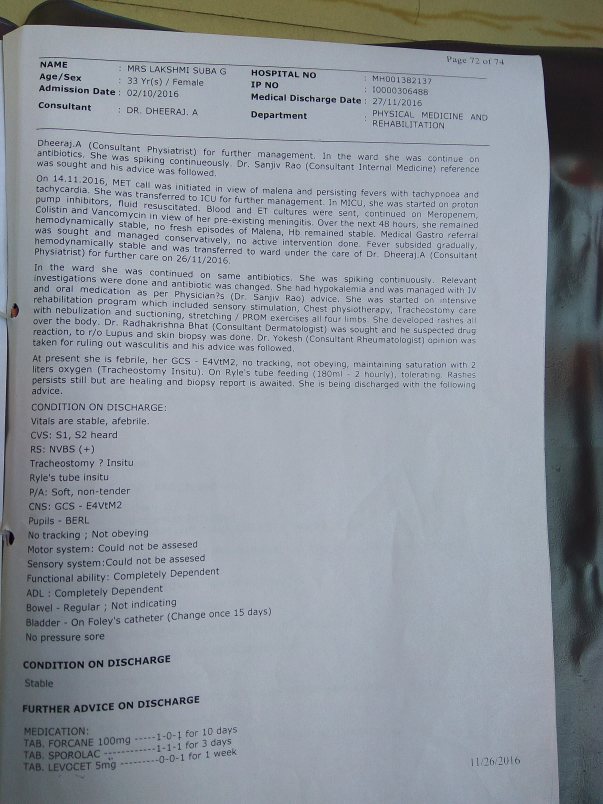 Discharge report continued