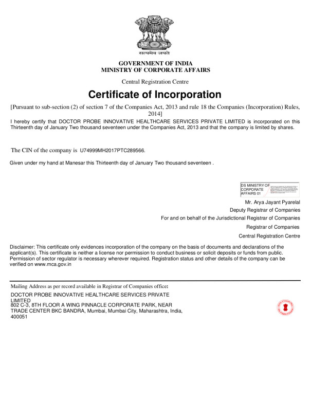 Company incorporation
