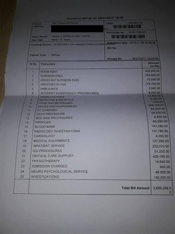 Provisional Bill as on 16-Jan-2017