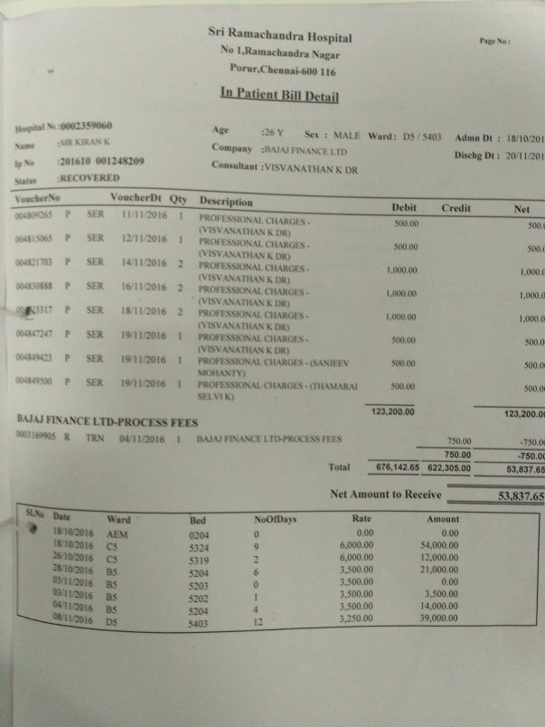 Hospital bill