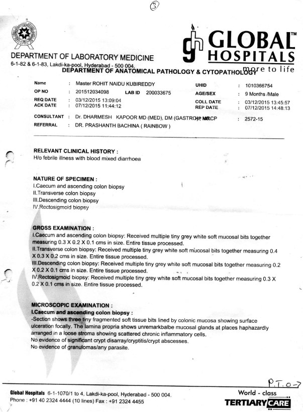 Colonoscopy Biopsy Report
