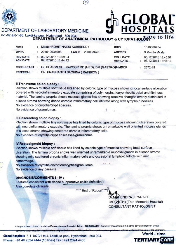 Colonoscopy Biopsy Report
