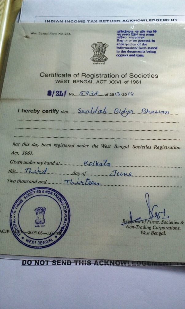 Our Organization Registration Certificate