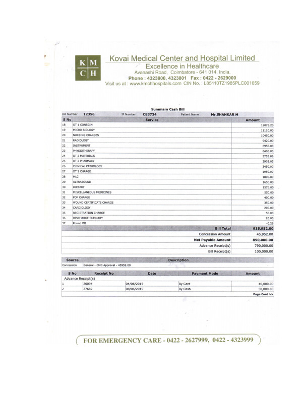 medical bill