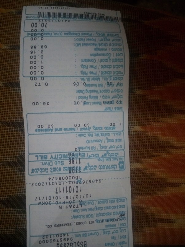 Electricity bill paid using funds contributed