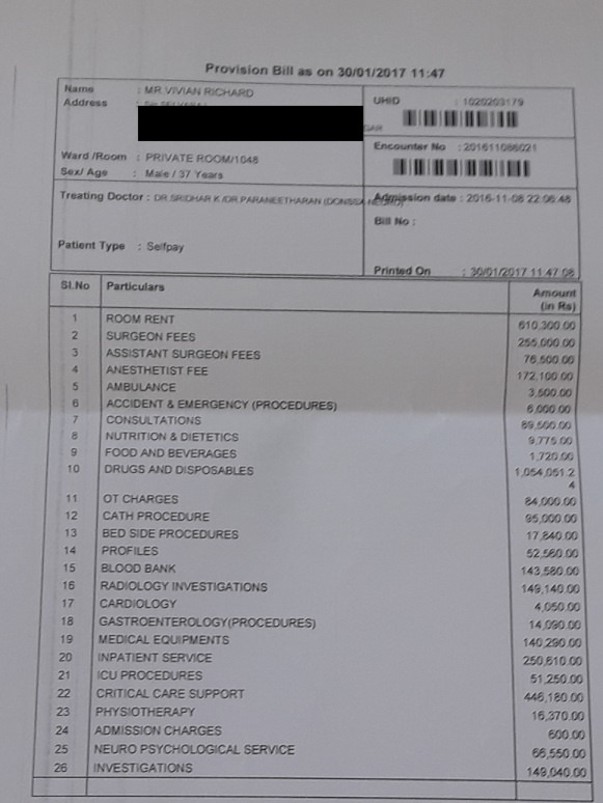 Provisional Bill as on 30-Jan-2017