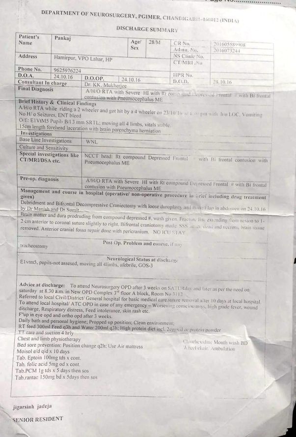 Discharge Sheet- uploaded by Himachali Blood Donors'