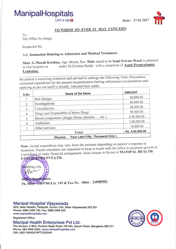 Estimation letter