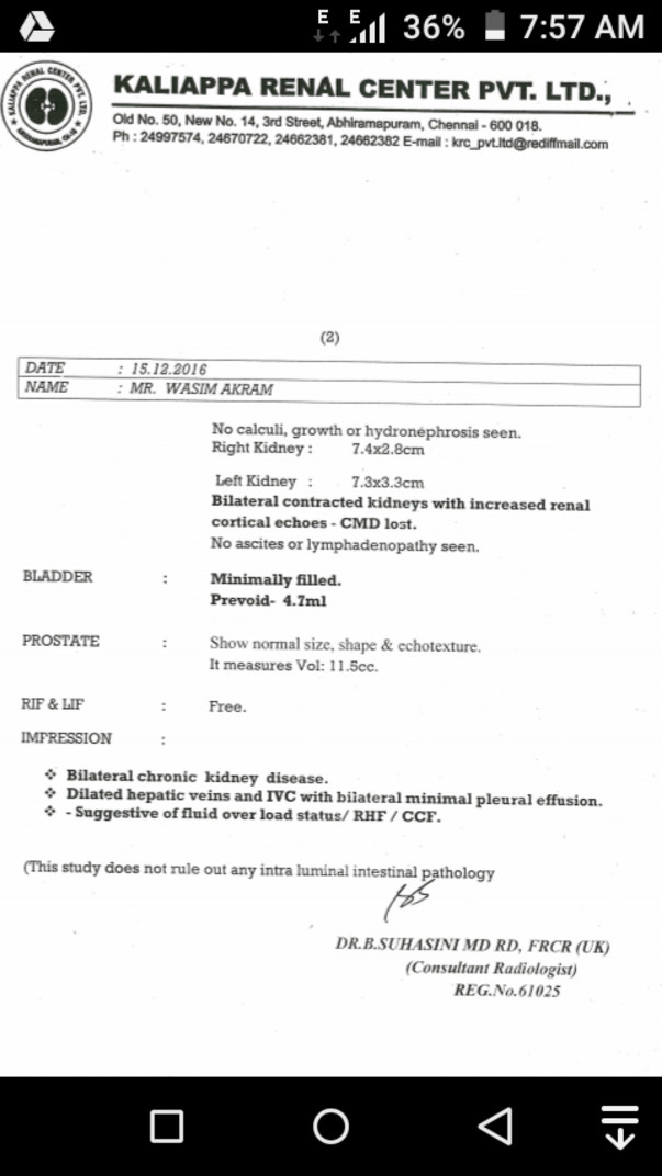 Kidney failure report