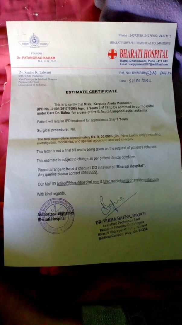 Estimate certificate