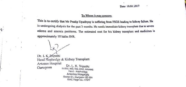 Estimated medical and kindney transplantation charges
