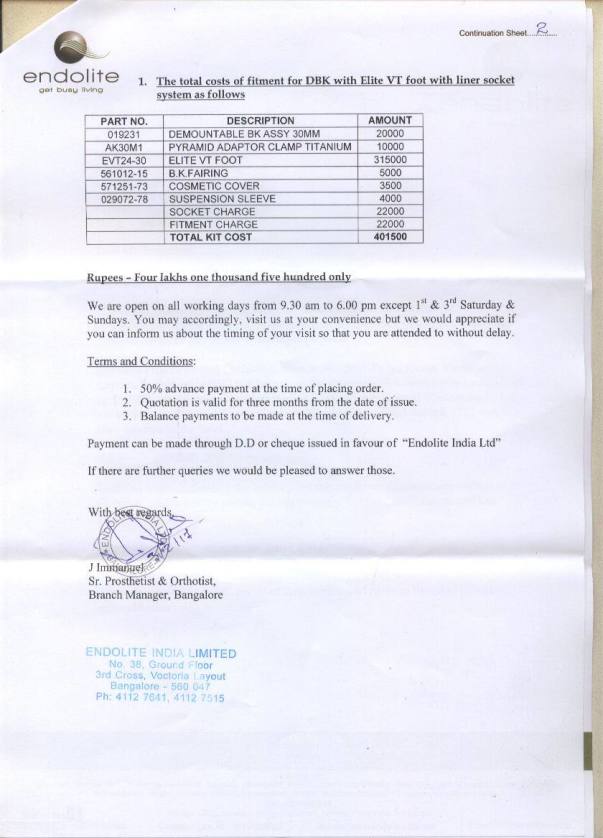 Estimation letter
