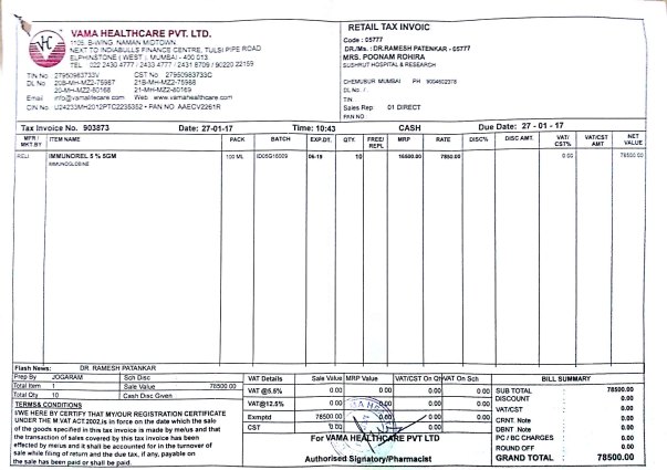 Medicines major bill - 2