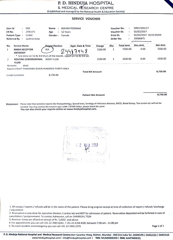 Medical test major bill - 2