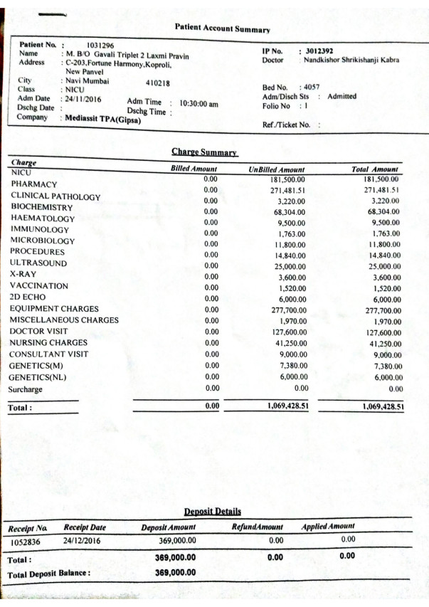 Triplet 2 bill summary