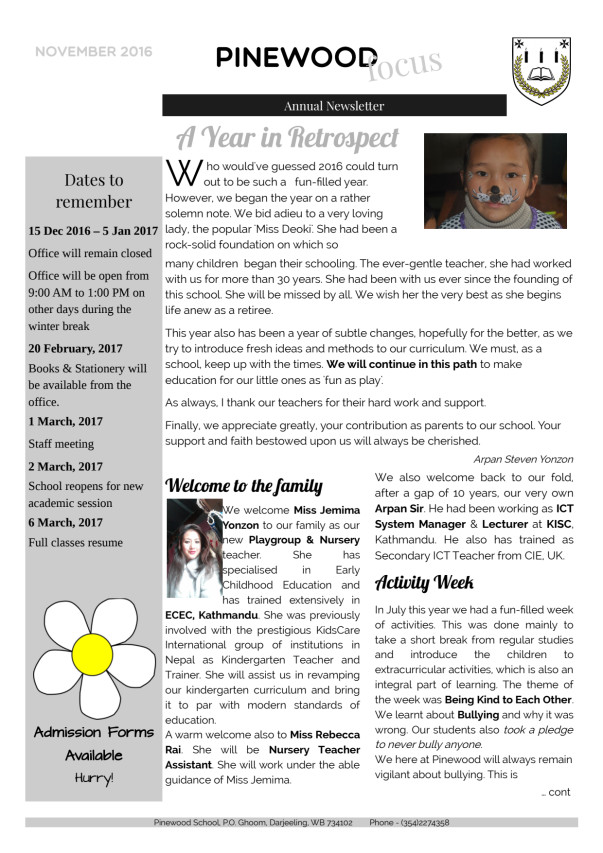 Annual newsletter 2016