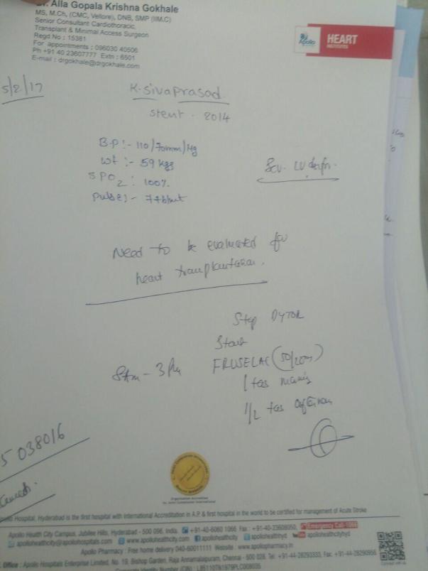 Prescription of transplant surgeon