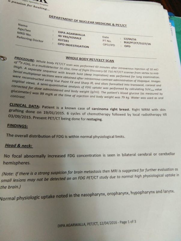 PET/CECT Scan Report on 12-4-16