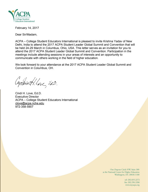 Letter of Acceptance