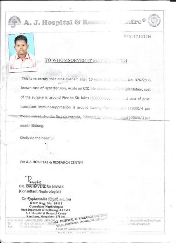 Letter from the nephrologist