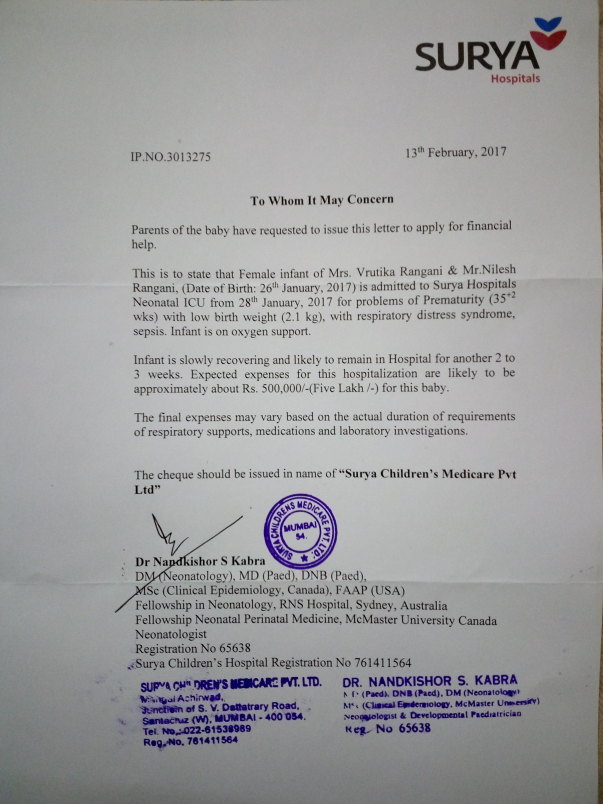 Cost Estimation Letter