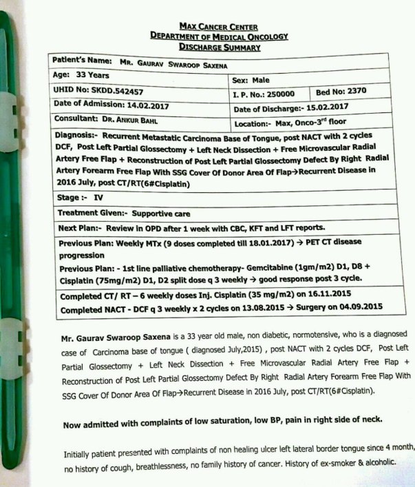 Latest discharge summary