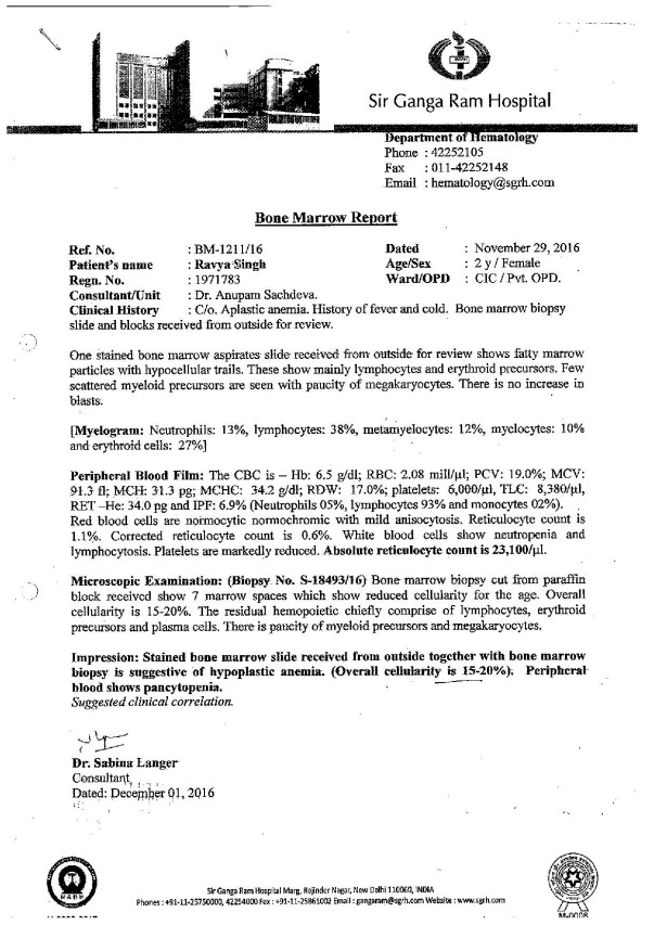 Ravya Bone Marrow Report