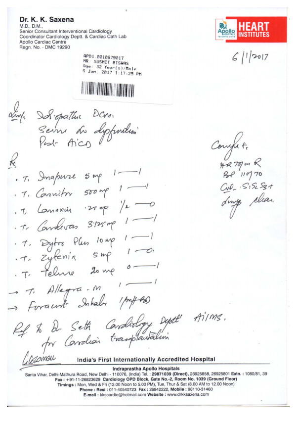Medical history and heart transplant estimate