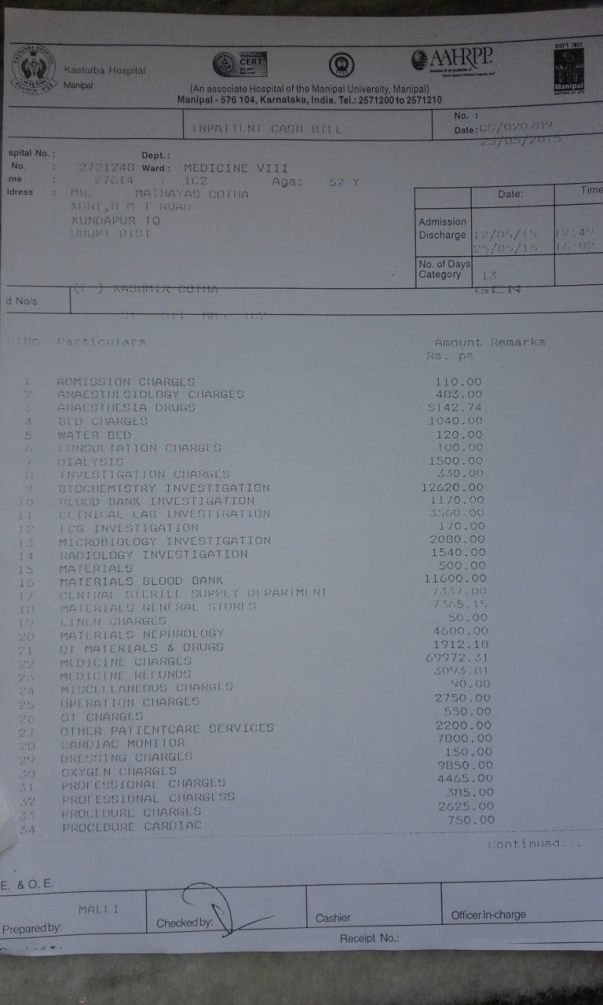 Some of the medical bills so far