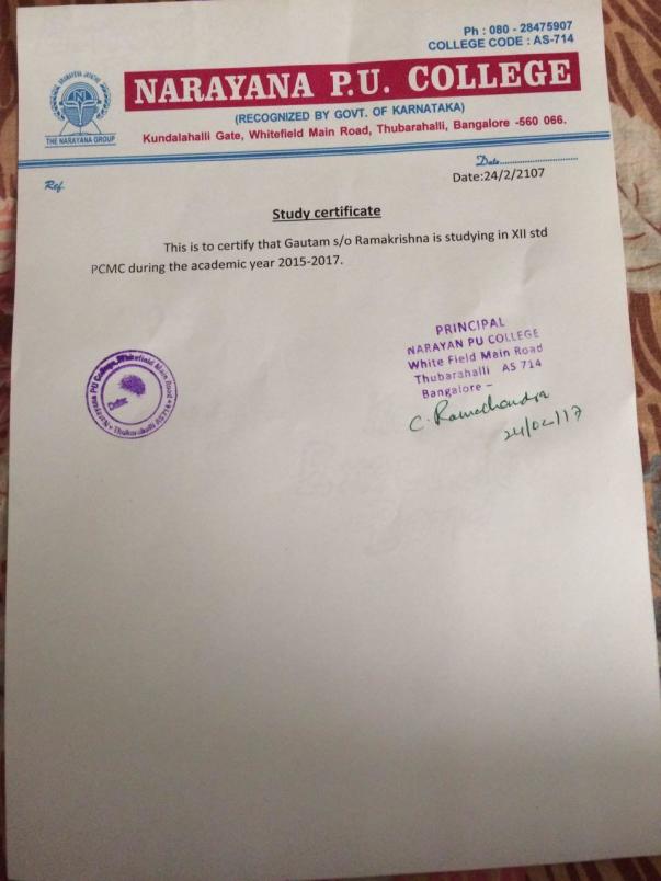 Student Bonafide Certificate