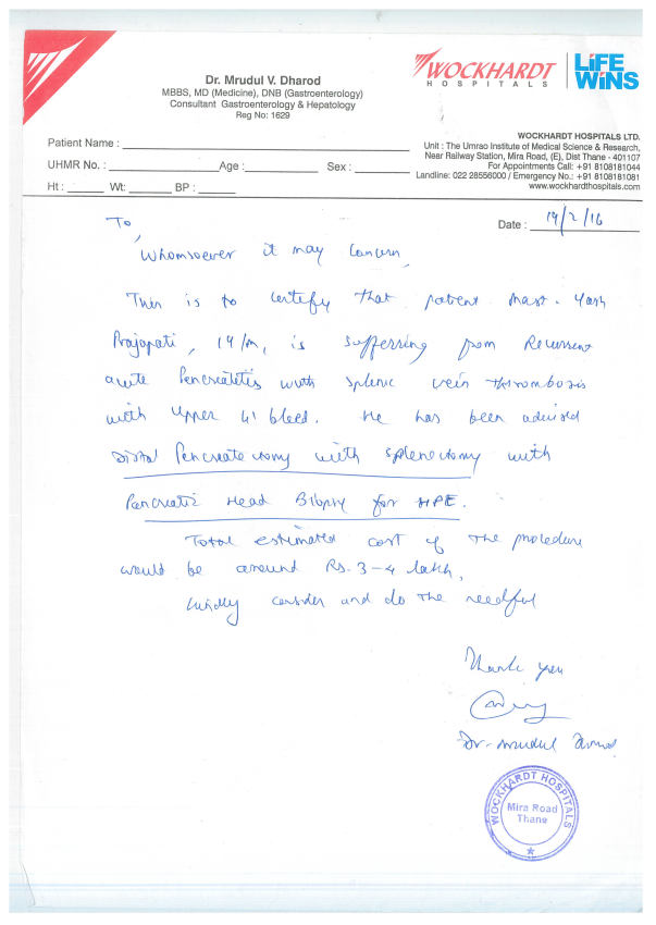 Medical estimate by a stomach (gastroenterologist) doctor