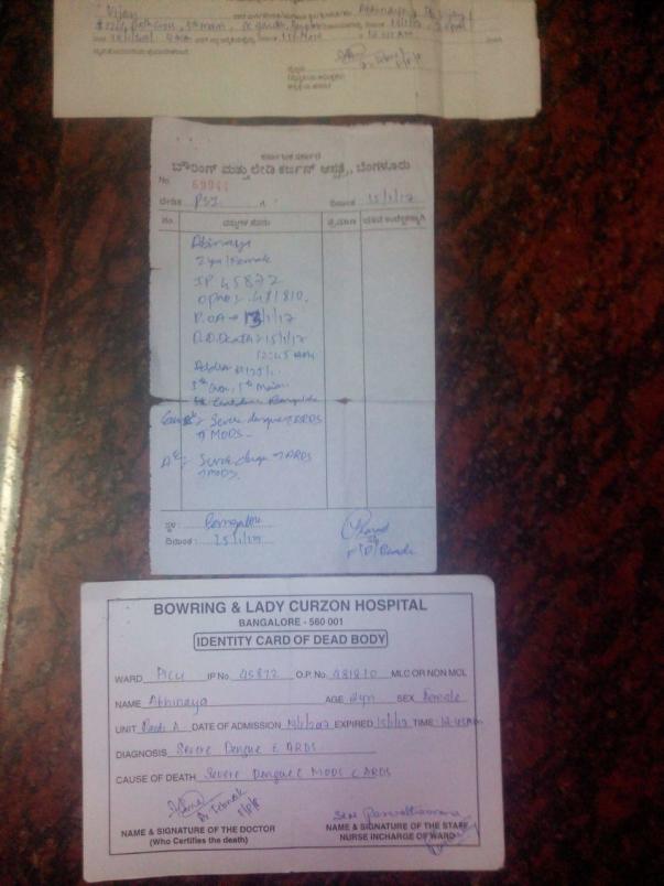 Abhinaya's Death Certificate