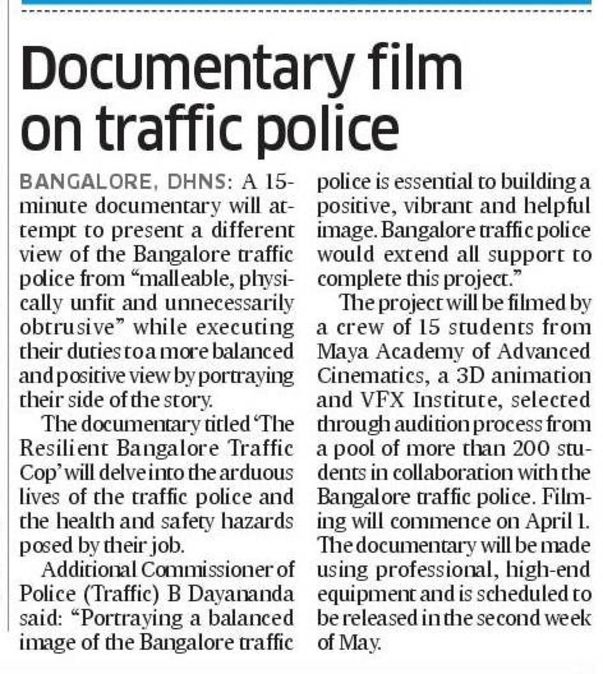 Award Winning Documentary film-The Resilient Bangalore Traffic Cop