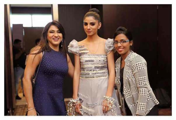 Our student featuring her design at the IDC, with Ms. Beena Kannan