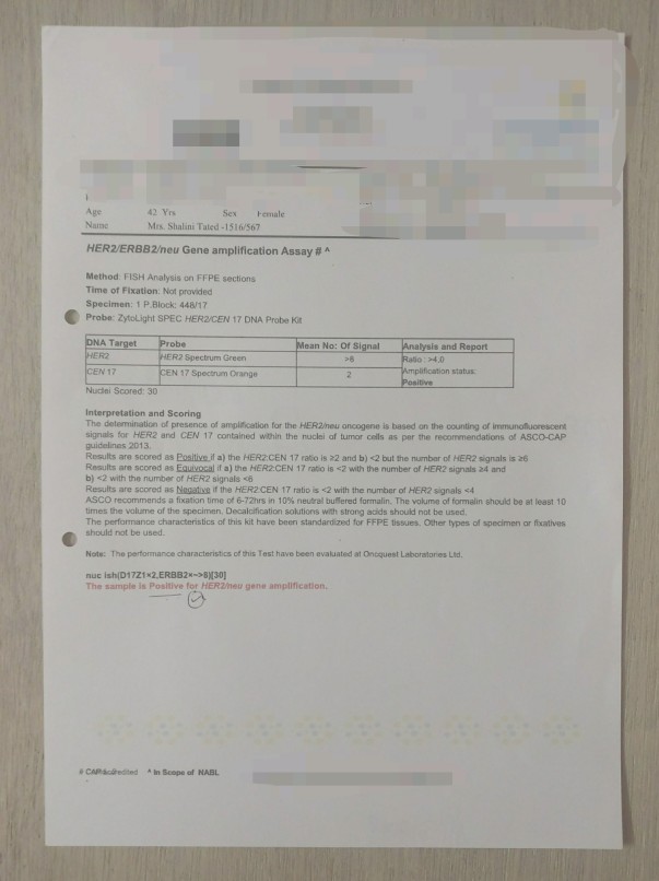 HER2 STATUS REPORT