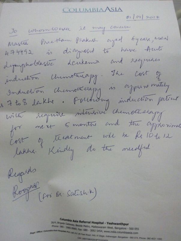 Preetham's treating Doctor's consent attached